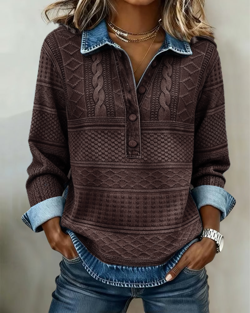 Dolores | Trendy Sweatshirt with Half Button and Collar