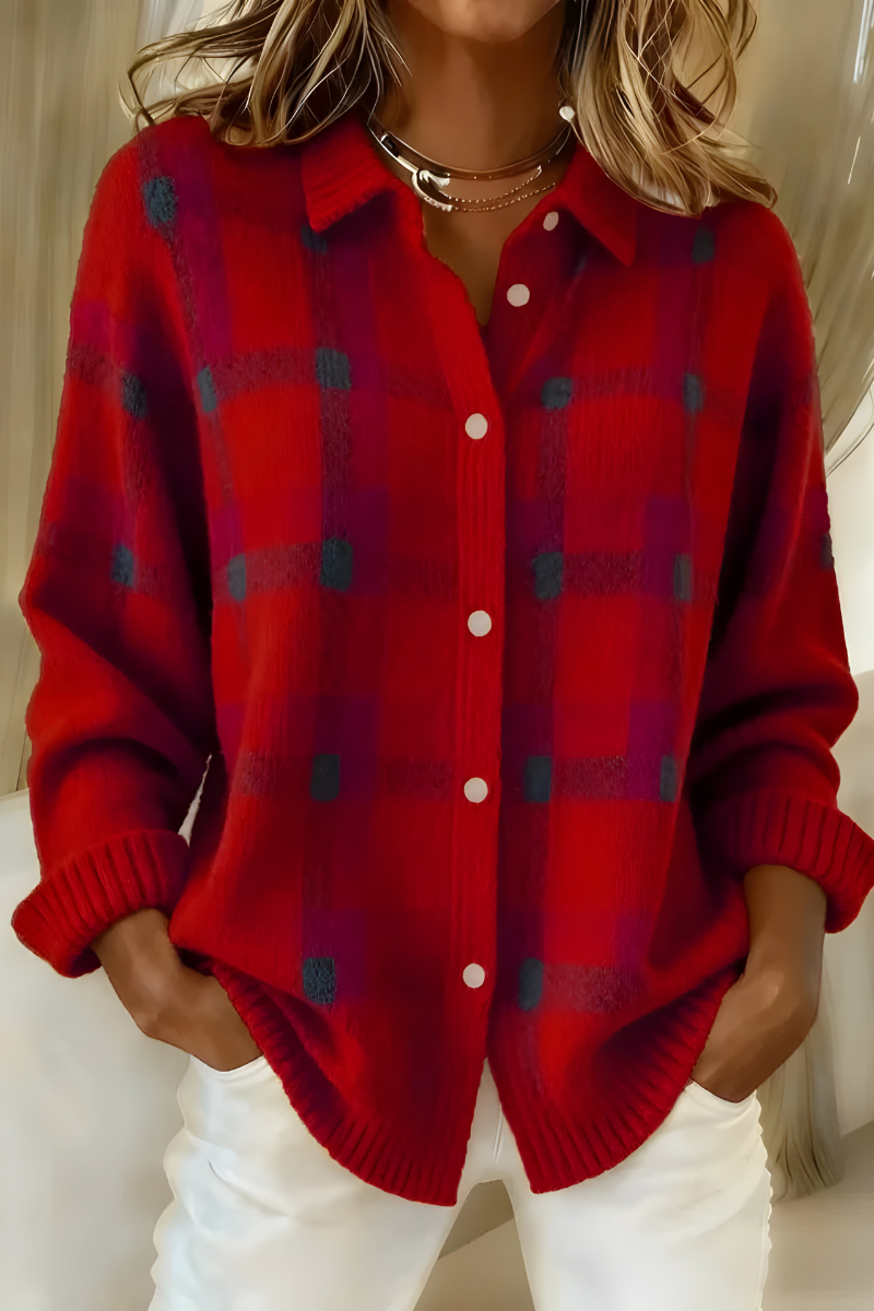 Sonia | Soft Knit Plaid Cardigan