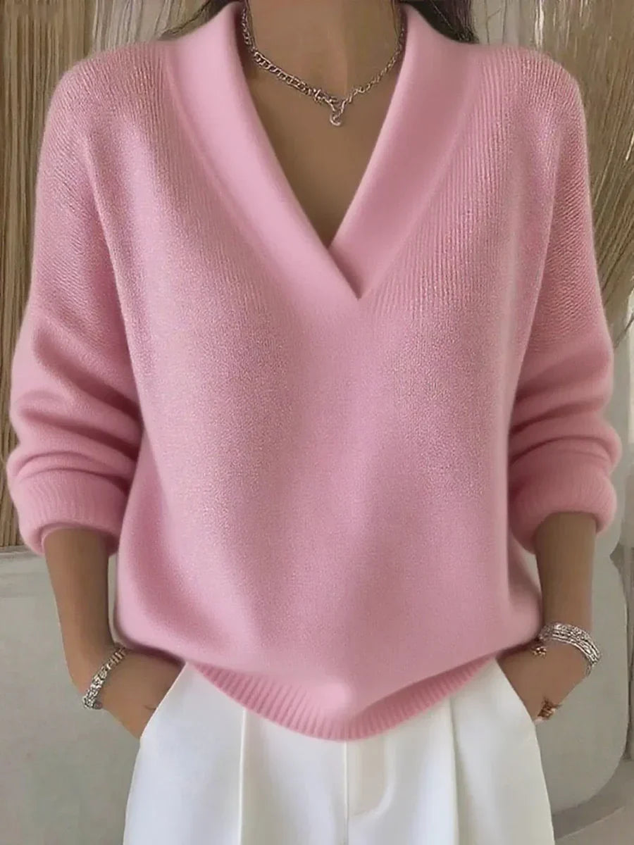 ROSEMERE RELAXED V-NECK KNIT