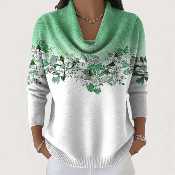 Alora | Floral Sweater with Soft Collar