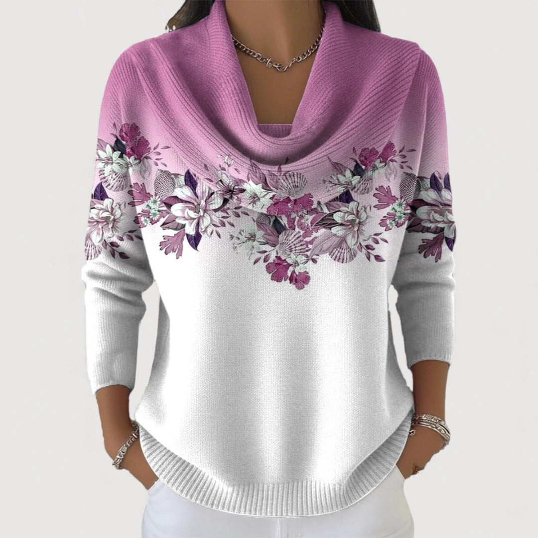 Alora | Floral Sweater with Soft Collar