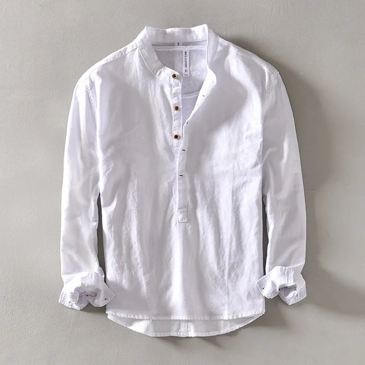 CALLUM LINEN MANDARIN SHIRT