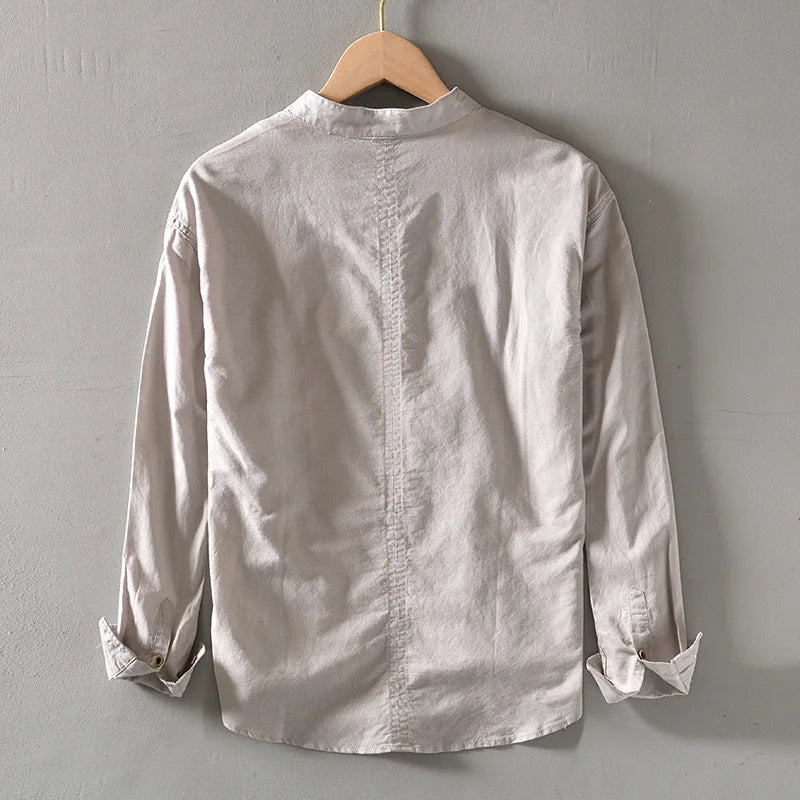 CALLUM LINEN MANDARIN SHIRT
