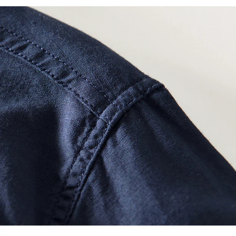 CALLUM LINEN MANDARIN SHIRT