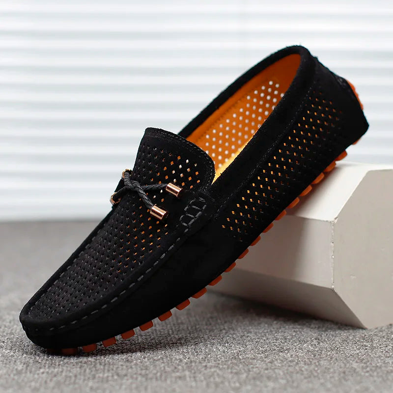 GIANNI PERFORATED LEATHER LOAFERS